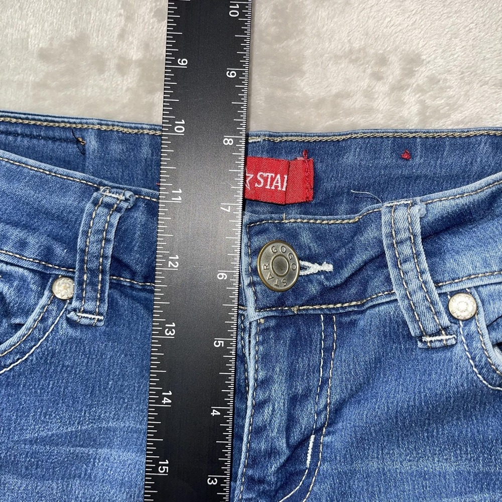 GOGO STAR Jeans Juniors 3 Blue Skinny Stretch Mid Rise Cuffed Ankle - Picture 8 of 11